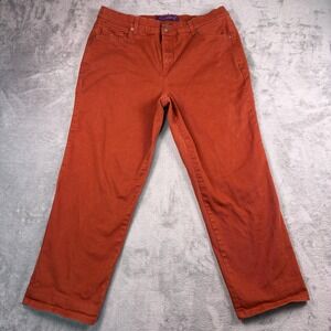 Gloria Vanderbilt Amanda Jeans Women's 16W Short Orange Tapered Stretch Denim